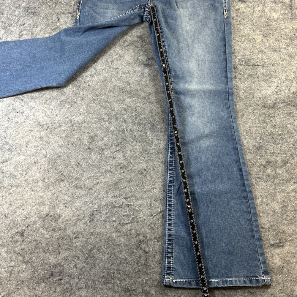 Seven 7 Bootcut Jeans Women's 12 Light Wash Denim Embellished Pockets Cowgirl - Picture 7 of 13